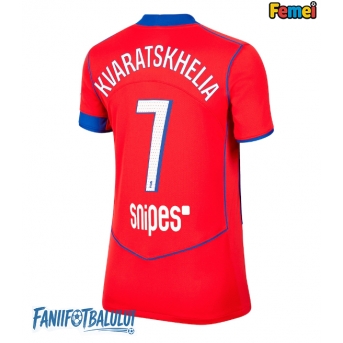 Paris Saint-Germain Khvicha Kvaratskhelia #7 Tricou Fotbal Replică 2025-26 Femei Treilea